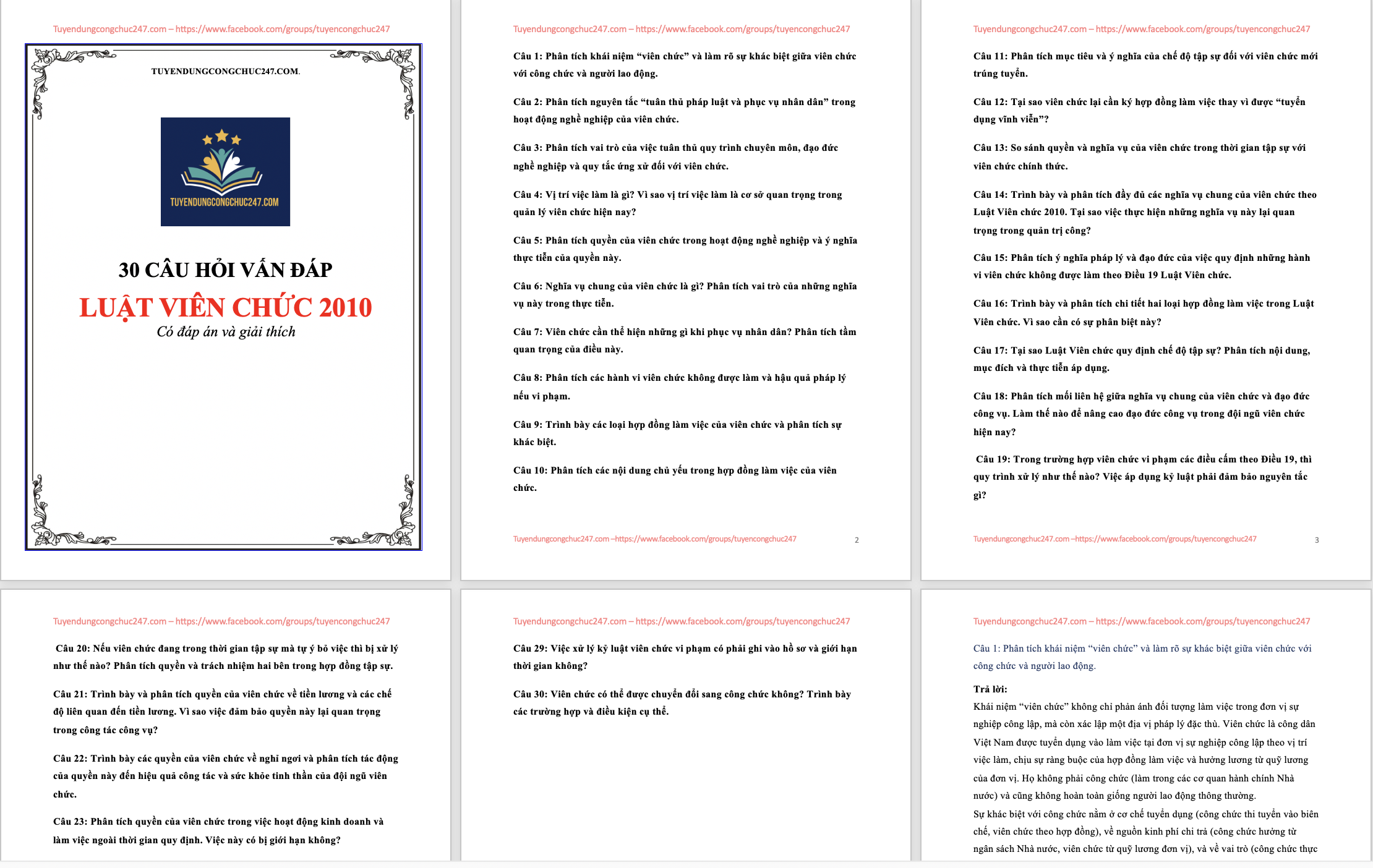 30 câu hỏi vấn đáp Luật viên chức 2010 có đáp án và giải thích